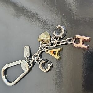 Coach Multi Metallic Letter Keychain Bag charm